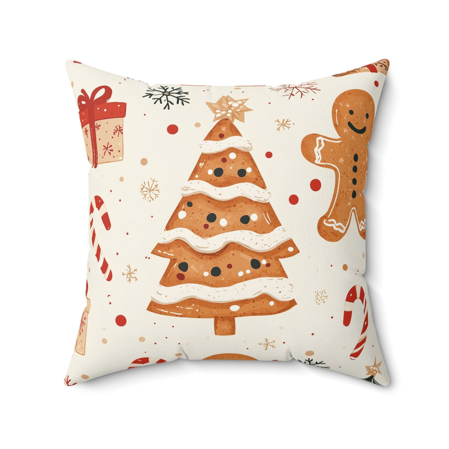 Traditional Christmas Gingerbread Man - Square Throw Pillow