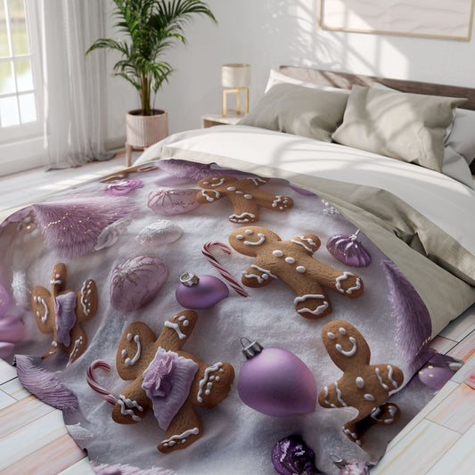 Purple Christmas Gingerbread Man - Arctic Blanket