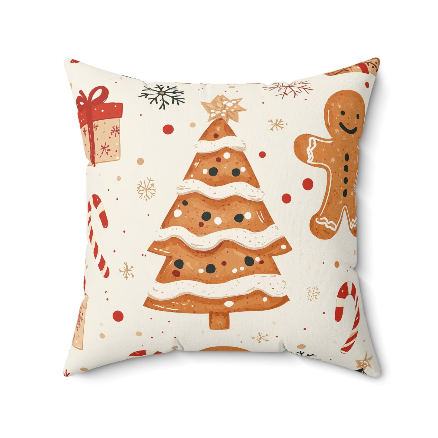 Traditional Christmas Gingerbread Man - Suede Throw Pillow