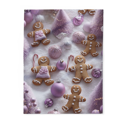 Purple Christmas Gingerbread Man - Arctic Blanket