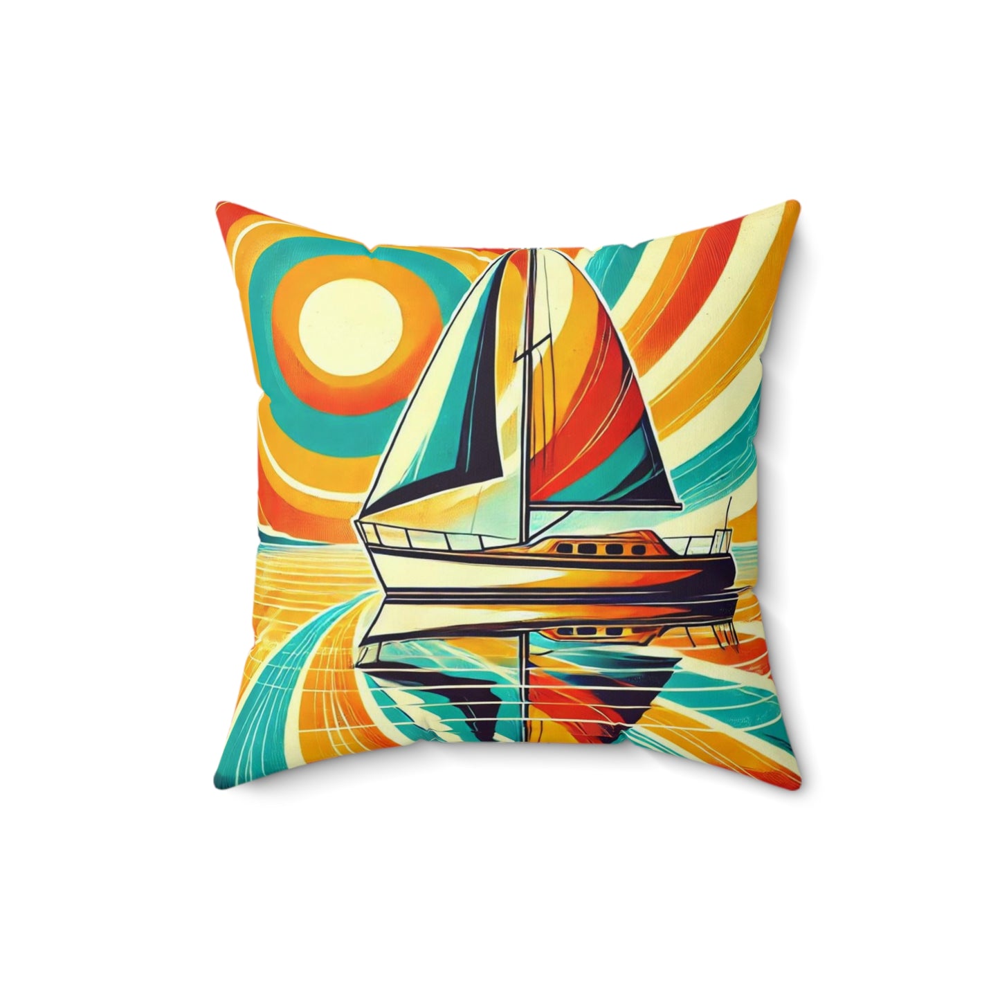 Sailing With Retro Vibe Decorative Throw Pillow