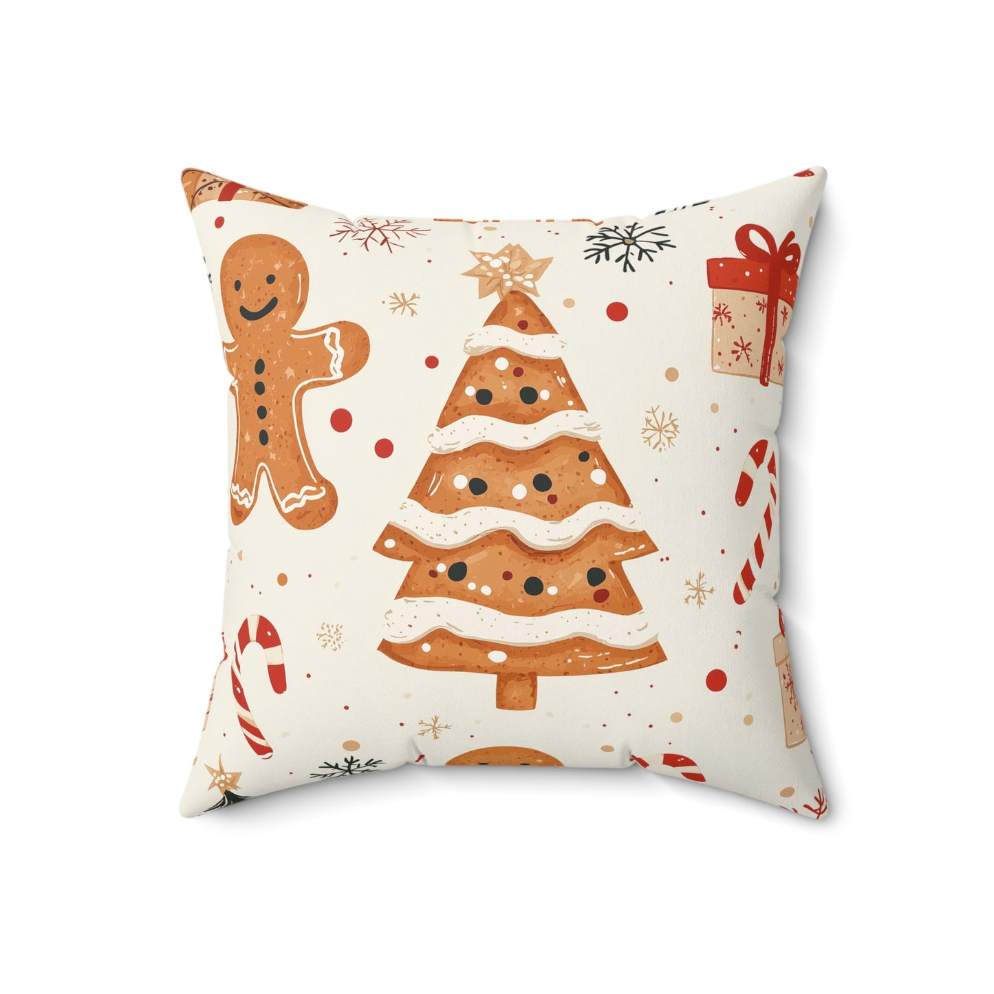 Traditional Christmas Gingerbread Man - Square Throw Pillow