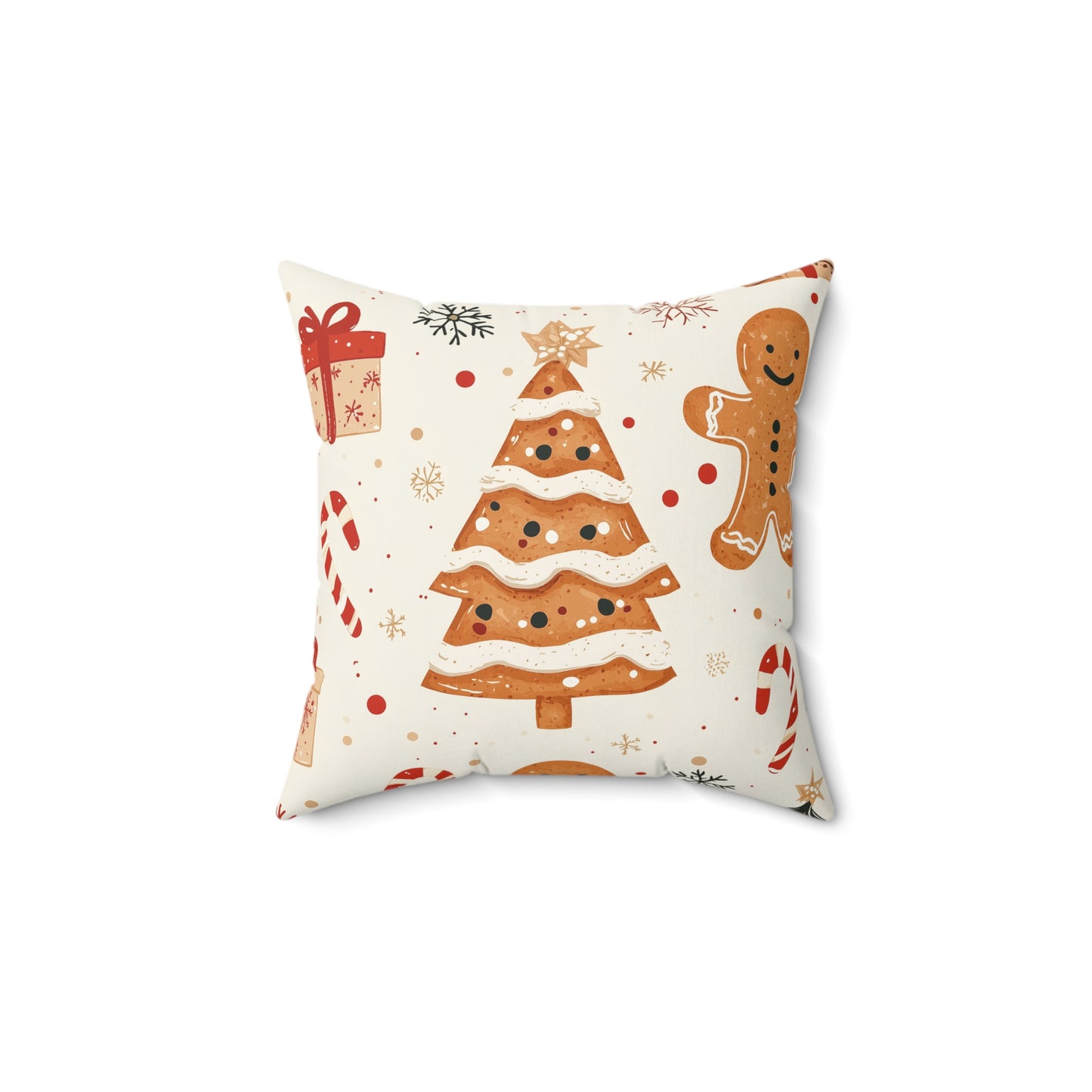 Traditional Christmas Gingerbread Man - Square Throw Pillow