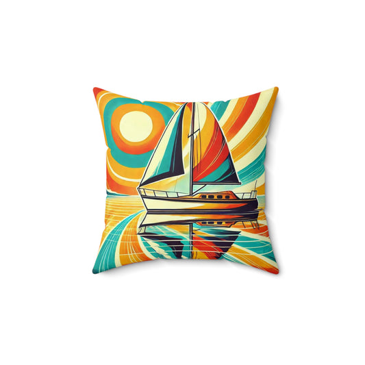 Sailing With Retro Vibe Decorative Throw Pillow