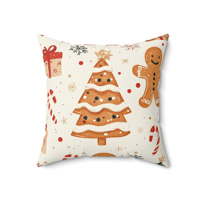 Traditional Christmas Gingerbread Man - Square Throw Pillow