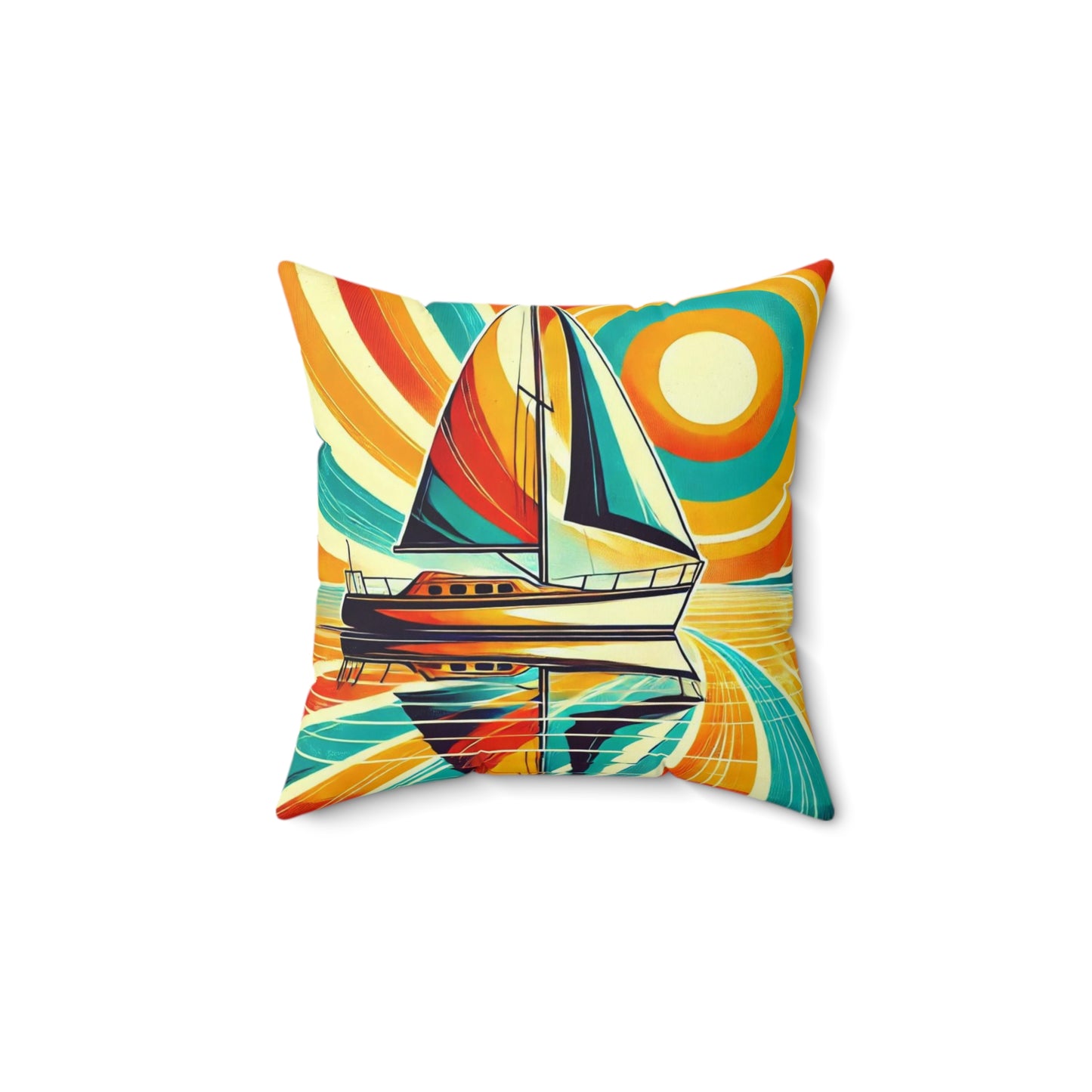 Sailing With Retro Vibe Decorative Throw Pillow