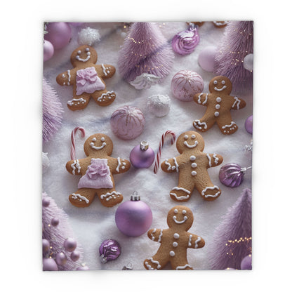 Purple Christmas Gingerbread Man - Arctic Blanket