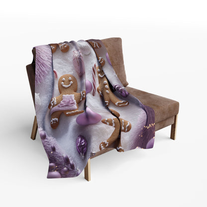 Purple Christmas Gingerbread Man - Arctic Blanket