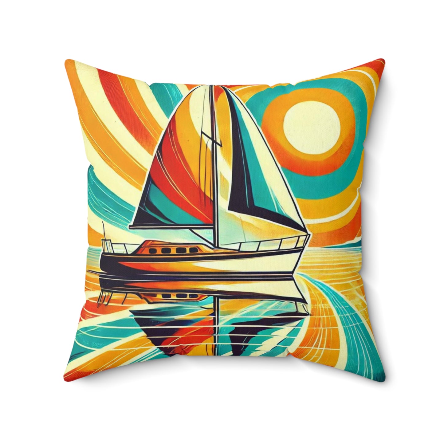 Sailing With Retro Vibe Decorative Throw Pillow