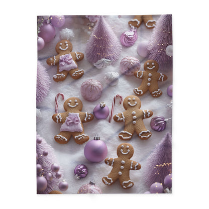 Purple Christmas Gingerbread Man - Arctic Blanket