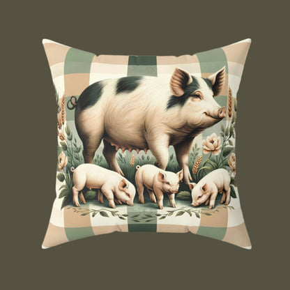 Farmhouse Momma Pig & Piglets Throw Pillow