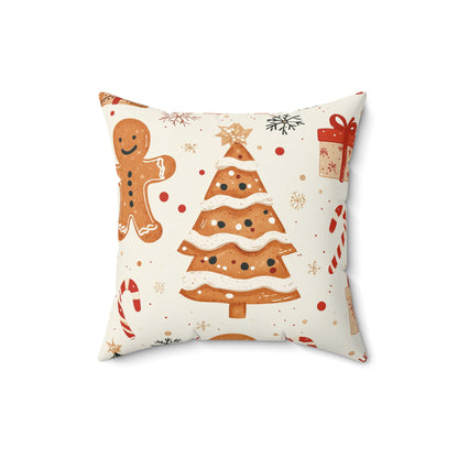 Traditional Christmas Gingerbread Man - Square Throw Pillow