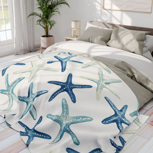 Cozy Starfish Arctic Fleece Blanket – Ultra Soft Polyester, Available in 3 Size