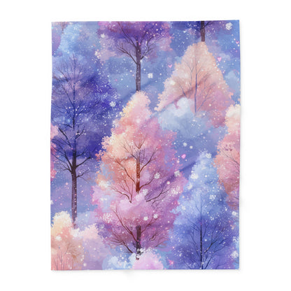 Snowy Pastel Purple Christmas Trees - Arctic Blanket