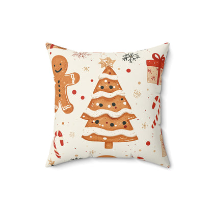 Traditional Christmas Gingerbread Man - Suede Throw Pillow