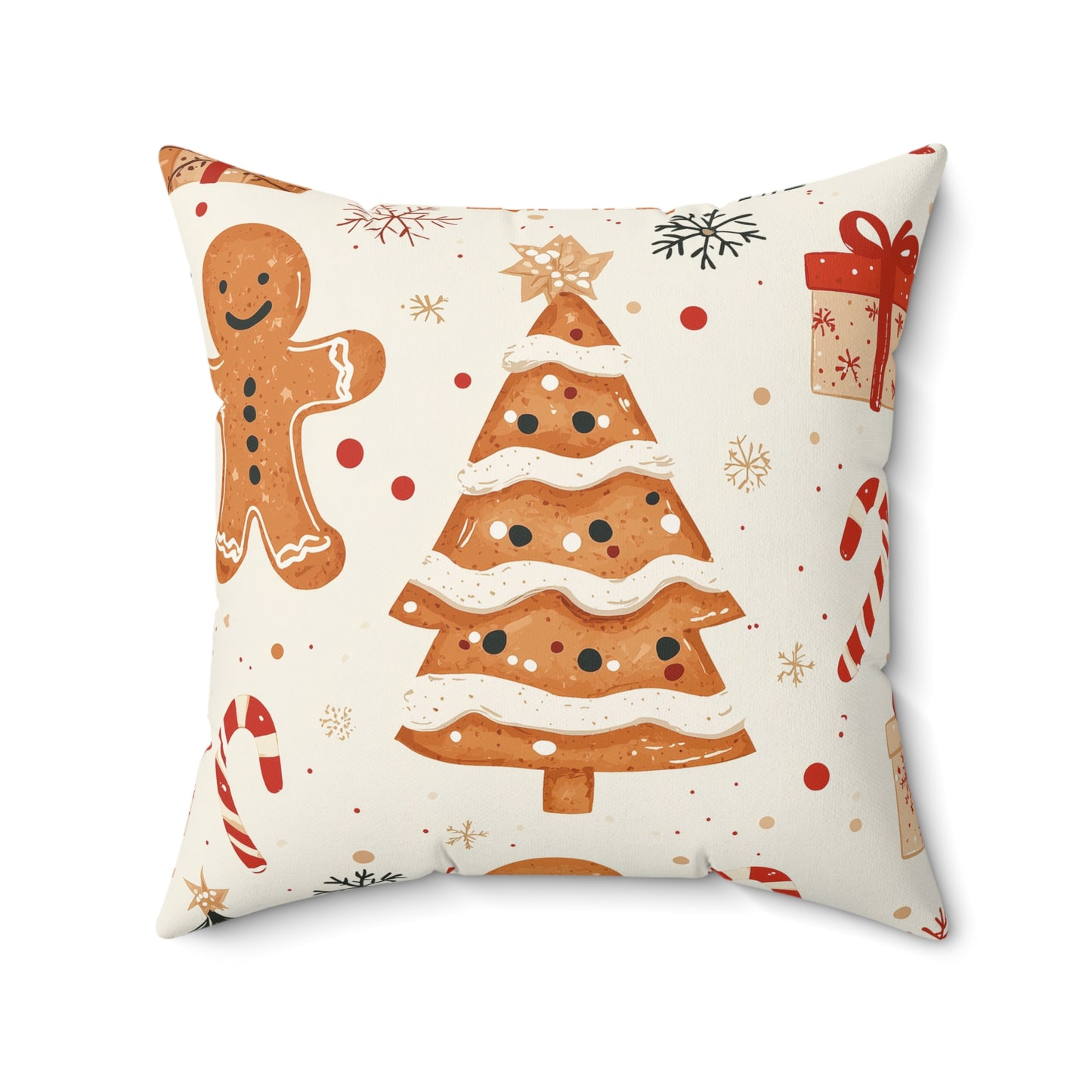 Traditional Christmas Gingerbread Man - Square Throw Pillow