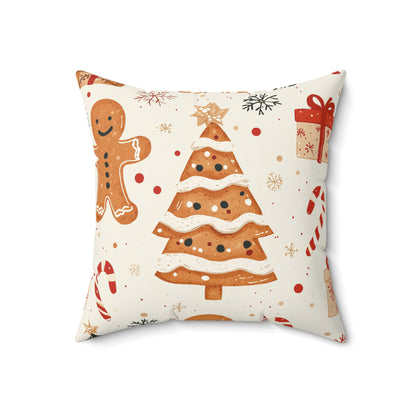 Traditional Christmas Gingerbread Man - Suede Throw Pillow