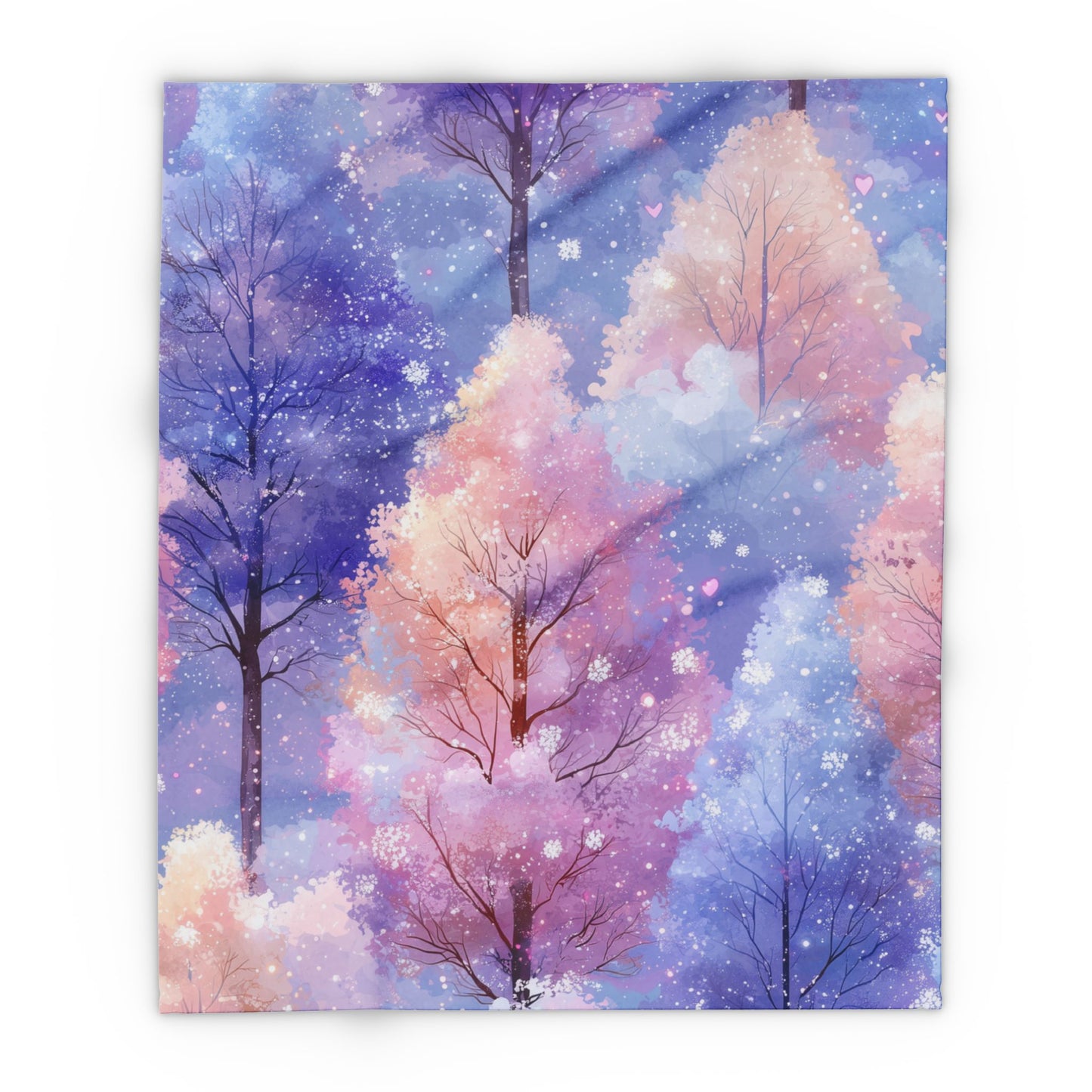 Snowy Pastel Purple Christmas Trees - Arctic Blanket